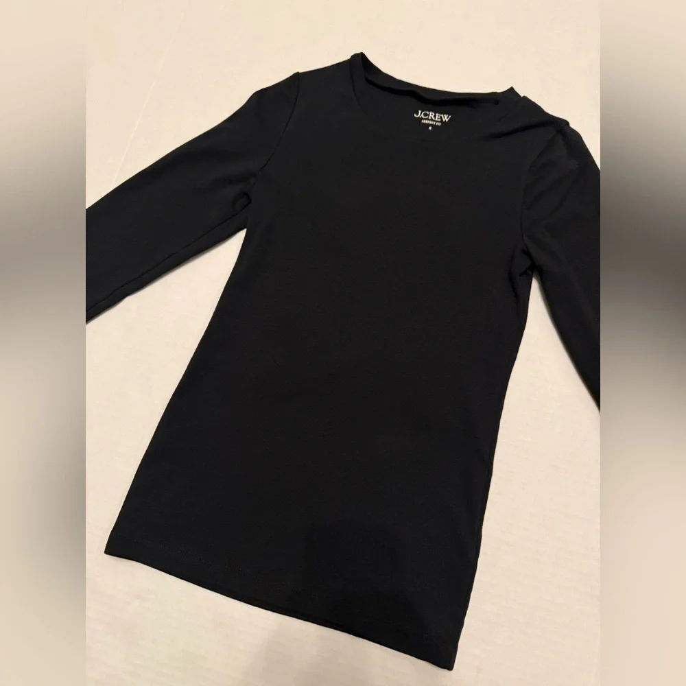 J. Crew Perfect Fit Long Sleeve Crewneck T-Shirt Black Size S BL112